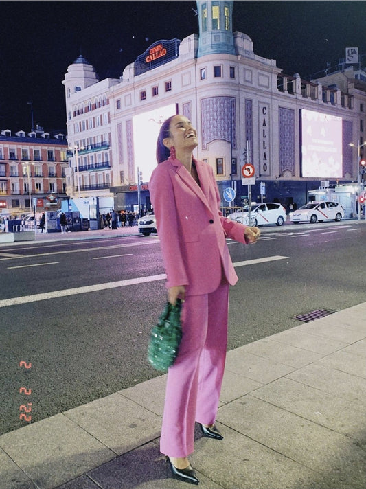 New Professional Pink Ladies Fashion Blazer pants Suit for women