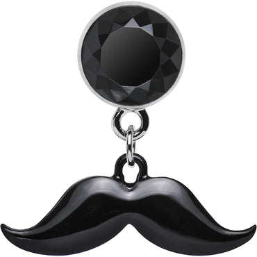 4G Black Dangling Mustache Steel Plug