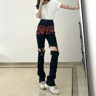 Trendy Hot High-rise Jeans With Stitchable Metal Buckle