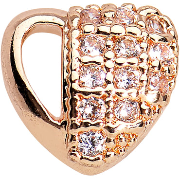 16G Rose Gold CZ Encrusted Heart Tragus Earring