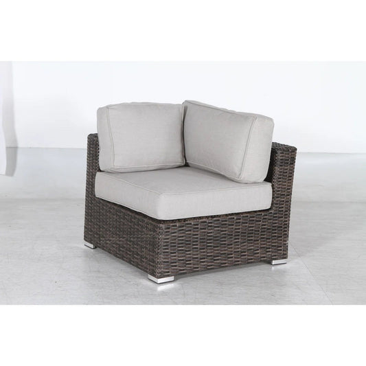 Outdoor Chair Corner Wedge HDPE Wicker Aluminum Brown 300 LB