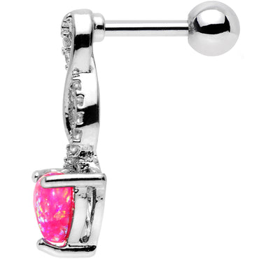 16G True Pink Synthetic Opal Twist Left Cartilage Earring