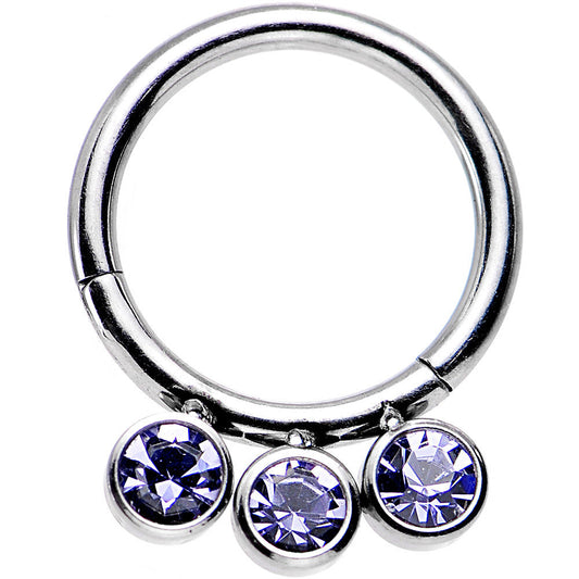 16G 5/16 Purple Gem Trio Hinged Segment Ring