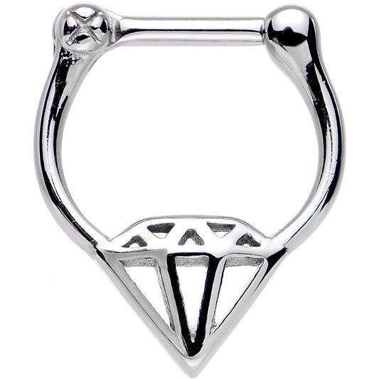 16G 1/4 Stainless Steel Drop Diamond Inspired Septum Clicker