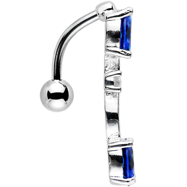 Navy Blue Gem Double Drop Reversible Top Mount Belly Ring