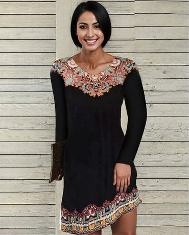 New Sexy Autumn fall Winter exotic floral design Dress for Women 7 different colors