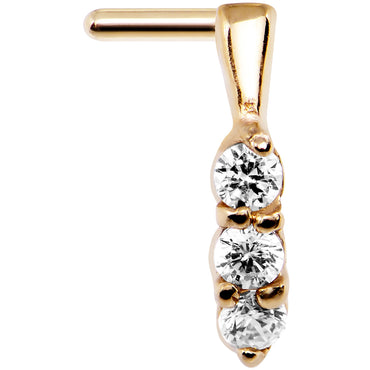 18G Clear Gem Gold PVD Faux Hoop L Shaped Nose Ring