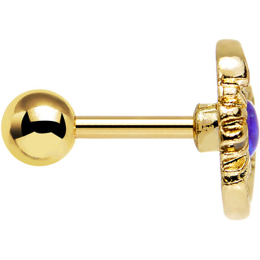 Purple Faux Opal Gold Anodized Moon and Sun Tragus Cartilage Earring