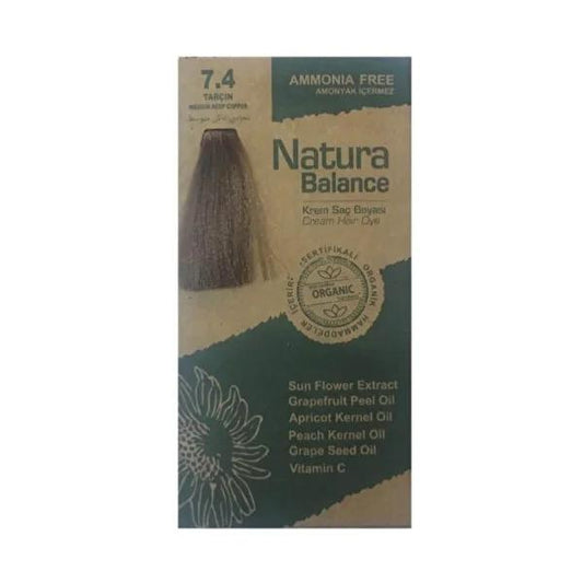 Natura Balance Ammonia-Free Cinnamon Hair Dye (7.4) - Natural, Cream Formulation for Sensitive Scalps