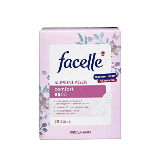 Facelle Daily Panty Liners - Breathable, Thin & Absorbent for Feminine Hygiene & Odor Control - 50 Count