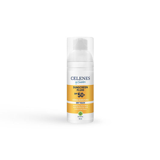 Celenes SPF 50+ Mineral Sunscreen Fluid - Dry Touch, Water-Resistant, Organic Sun Filters for Sensitive Skin