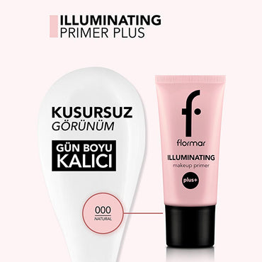 Flormar Illuminating Primer Plus - Hydrating Makeup Primer for Radiant Finish, Green Tea & Acai Extracts