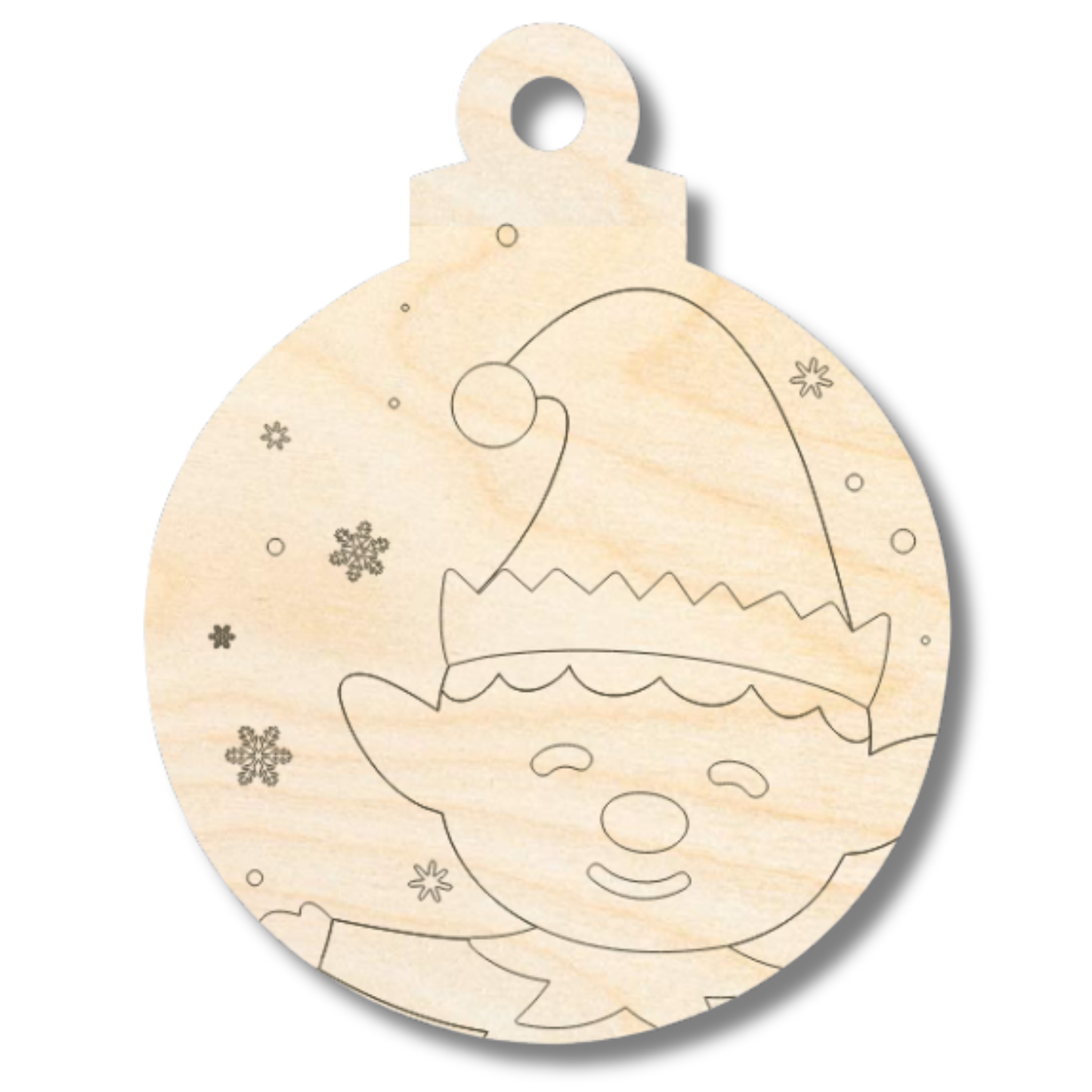 Unfinished Wood Etched Boy Elf Ornament Shape | Paint By Line Crafts | up to 30" DIY