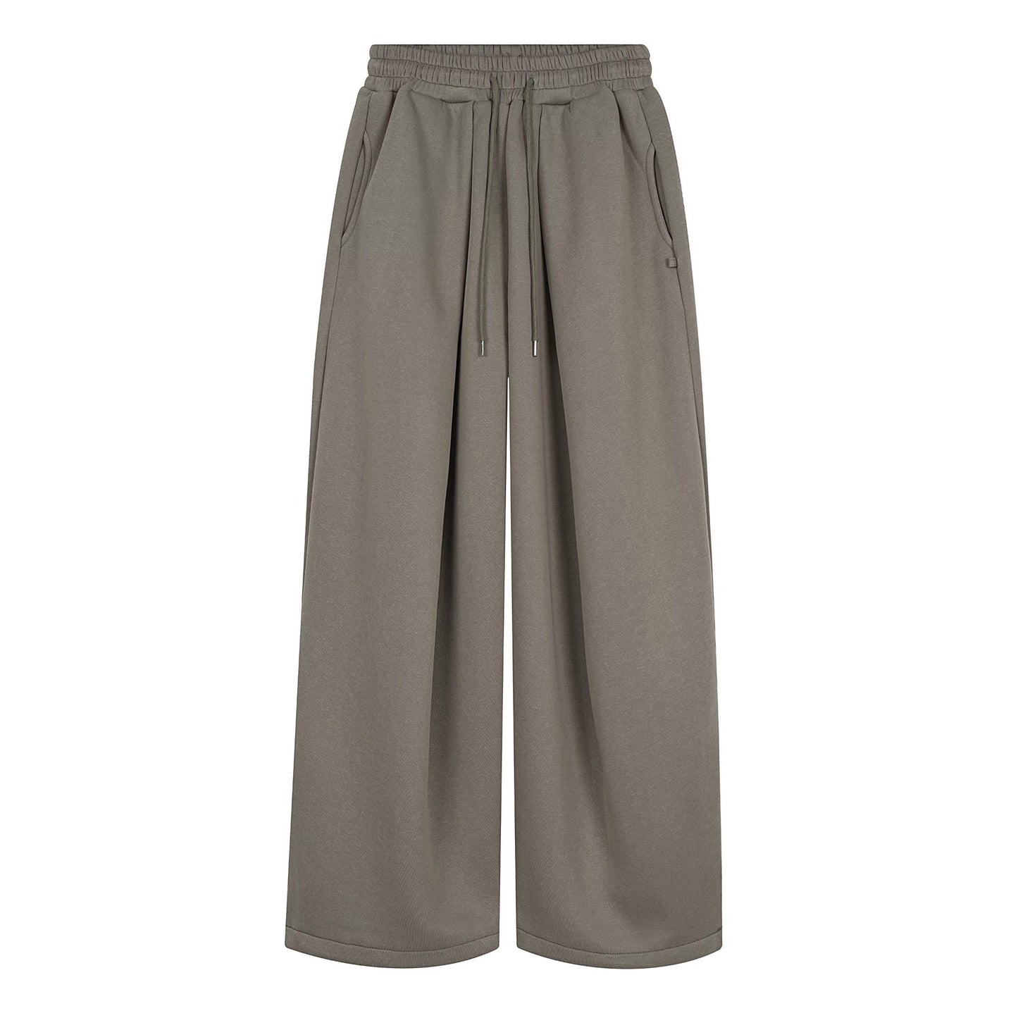 Embroidered Pleated Drawstring Sweatpants For Women Loose Straight Fit