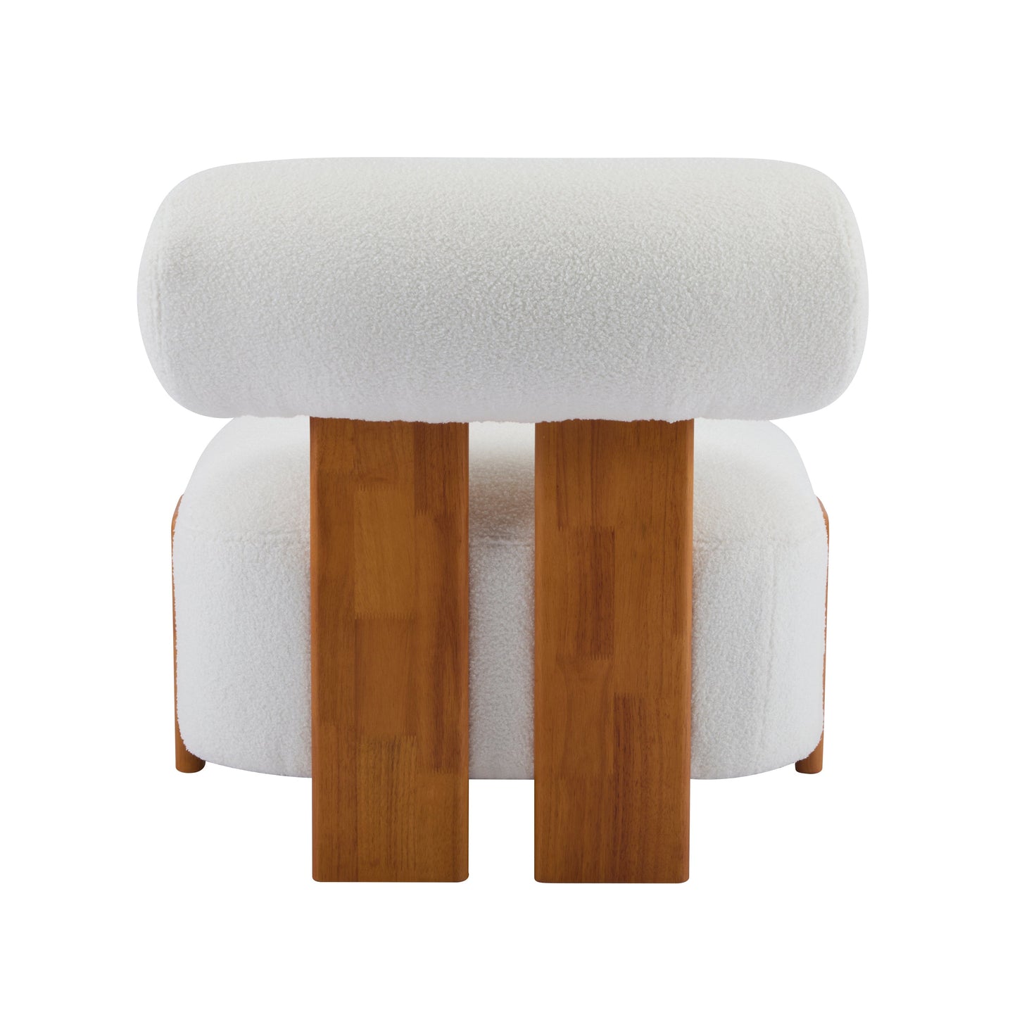 Boucle Lounge Chair Natural Beige Rolled Backrest 27.25"x30"x27.5