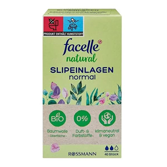 Facelle Organic Cotton Panty Liners: Natural Daily Liners with Breathable Texture & Green Tea, Dermatologically Tested, 40 Count