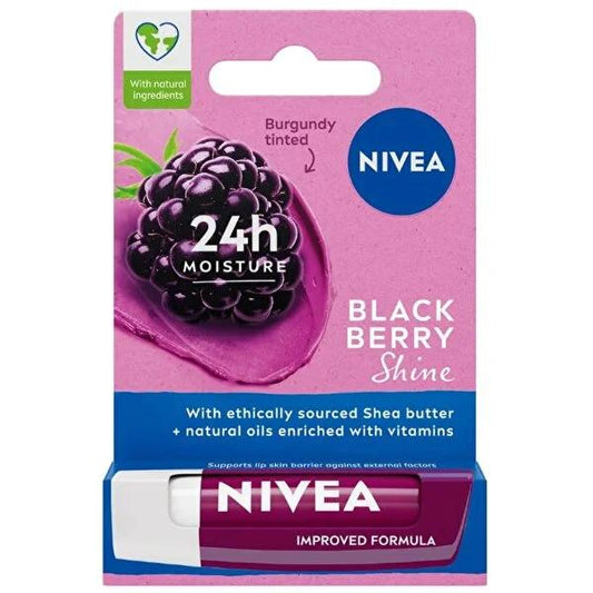 Nivea Blackberry Shine Lip Care - Moisturizing Tinted Lip Balm with Hydra IQ
