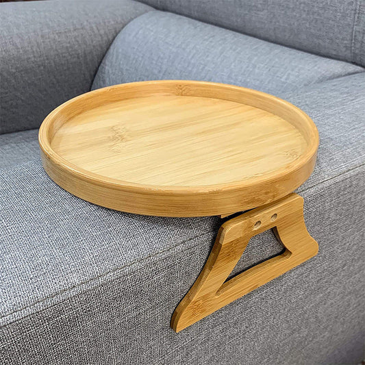 Round Bamboo Sofa Tray with Legs Foldable