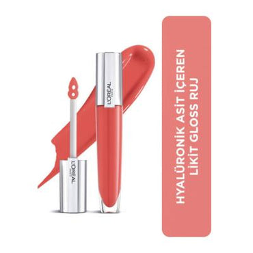 Loreal Paris Brilliant Signature Plump Lip Gloss - 410 Inflate: Hyaluronic Acid & Collagen for Fuller, Moisturized, Non-Sticky Lips