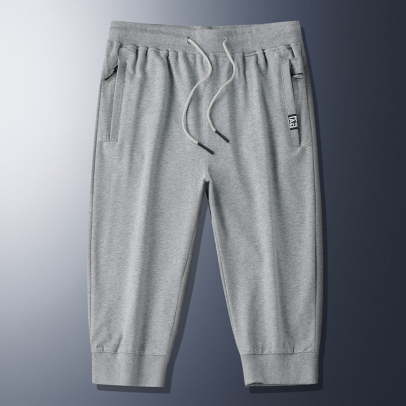 Summer New Mens Casual Ice-Silk Cropped Pants