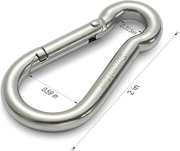 sprookber Stainless Steel Carabiner Spring Snap Hook - 304 Stainless Steel Heavy Duty Clips, Set of 4