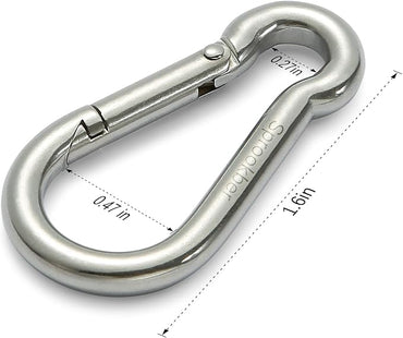 sprookber Stainless Steel Carabiner Spring Snap Hook - 304 Stainless Steel Heavy Duty Clips, Set of 4