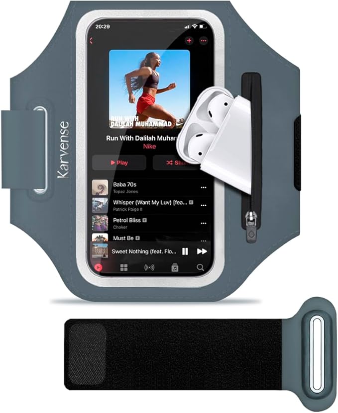 Arm Band for Phone for Running, Phone Holder for Running for iPhone & Samsung Galaxy, Cell Phone Armband Holder for Walking, Gym, Workout, w/Adjustable Strap & Zipper Pocket (Grey-S)