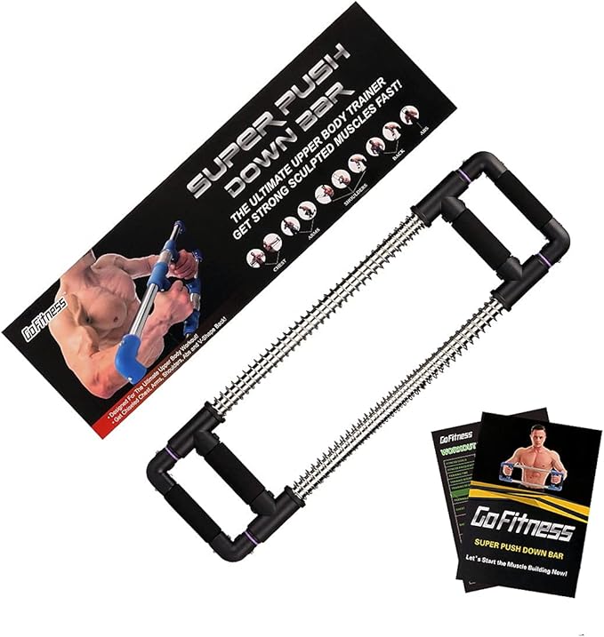 Push Down Bar Machine - Chest Expander at Home Workout Equipment, Arm Exerciser - Portable Spring Resistance Exercise Gym Kit for Home, Travel or Outdoors