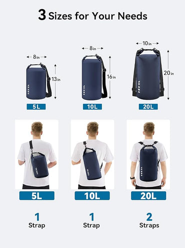 HEETA Waterproof Dry Bag for Women Men(Upgraded Version) 5L/10L/20L/30L/40L Roll Top Lightweight Dry Storage Bag Backpack with Emergency Whistle for Travel, Swimming, Boating, Kayaking, Camping, Beach