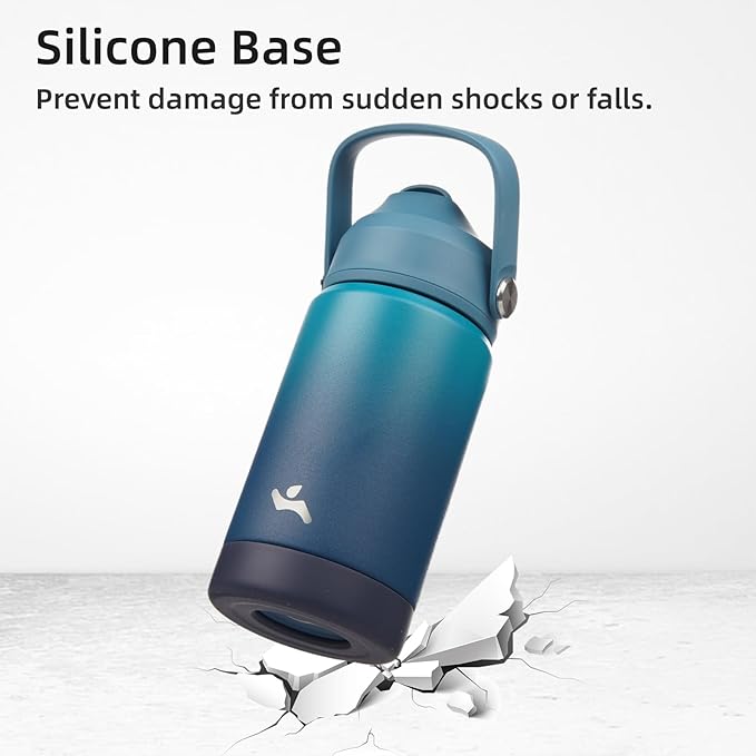 Insulated Water Bottle with Straw Lid,40 oz Stainless Steel Vacuum Metal Bottle with Silicone Handle,Vast