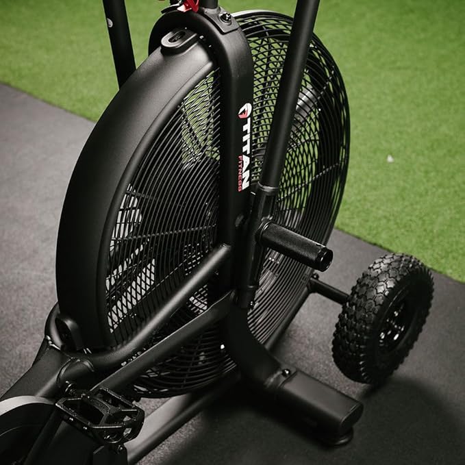 Titan Fitness Fan Bike, Indoor/Outdoor Cycling Exercise Bike with LCD Screen, Stationary Bike for Home Gym, Exercise and Cardio Workout Equipment, Black, 111 LB