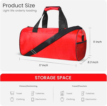 C&F BOGMOST Small Gym Bag for Travel & Duffel - 17 Inch Lightweight Carry On Bag for Men & Women, Mini Duffel Bag,Perfect for Sports, Weekend Trips, and Overnight Stays, Red