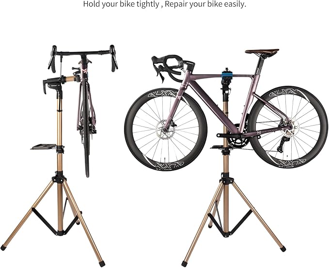 Bike Repair Stand -Shop Home Bicycle Mechanic Maintenance Rack,bike rack (golden(three legs))