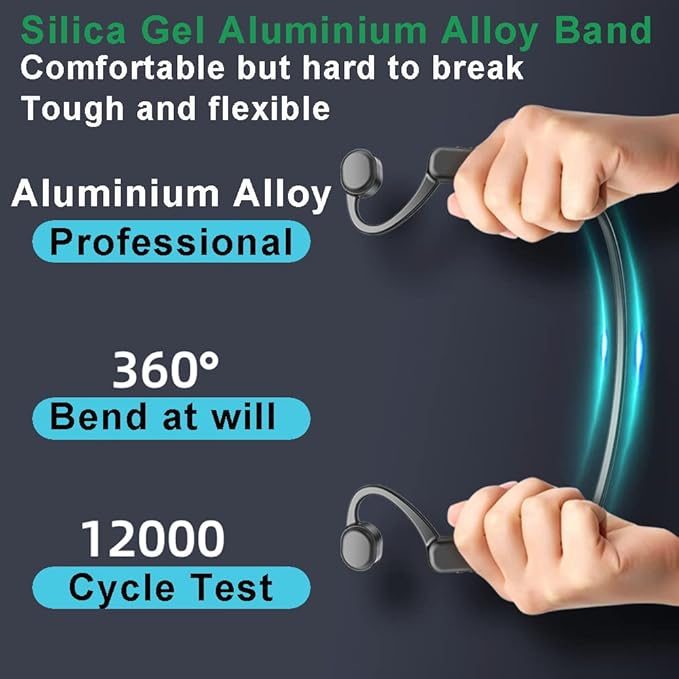 IHAO Swimming Headphones True Bone Conduction Open Ear Headset MP3 Player Built-in 32G Memory IP68 Underwater Waterproof Stereo Bluetooth Earphone for Driving Bicycling Running Skiing-S10 Green