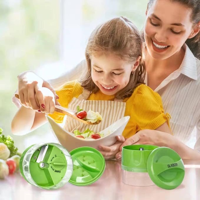 3 in 1 Vegetable Spiralizer Slicer, Adjustable Zucchini Carrot Noodle Maker, Cucumber Spiral Cutter, Easy to Use Kitchen Tool(Green)