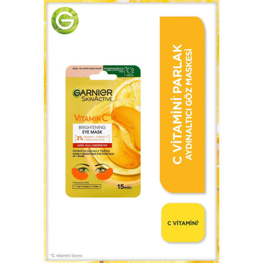 Garnier Vitamin C Brightening Eye Mask - Hypoallergenic, Easy Application, Reduces Dark Circles