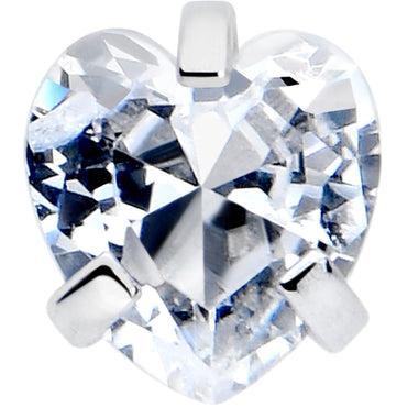 18G 1/4 Clear Heart 3mm CZ Gem Steel L-Shape Nose Ring