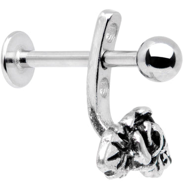16G 3/8 Kissed Rose Flower Dangle Cartilage Tragus Helix Piercing