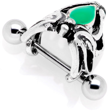 16G 1/2 Green Accented Abstract Butterfly Cuff Cartilage Earring