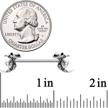 14G 9/16 Aliens Landed Crescent Moon Barbell Nipple Ring Set