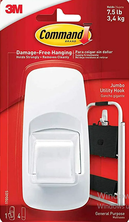 Command Plastic, White, Jumbo Utility, 1-Hook