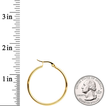 30mm Gold Tone PVD Stainless Steel Hoop Earrings