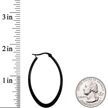 40mm Black Tone PVD Stainless Steel Oval Hoop Earrings