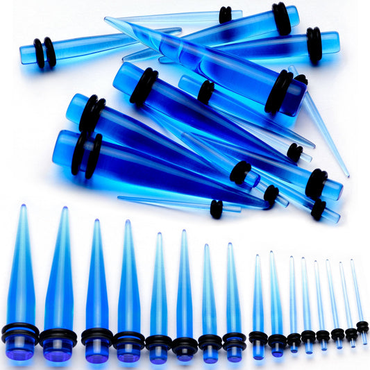 Blue Acrylic Straight Taper Set Available in Sizes 14G to 00G