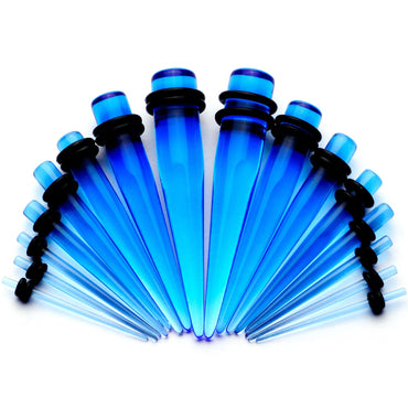 Blue Acrylic Straight Taper Set Available in Sizes 14G to 00G