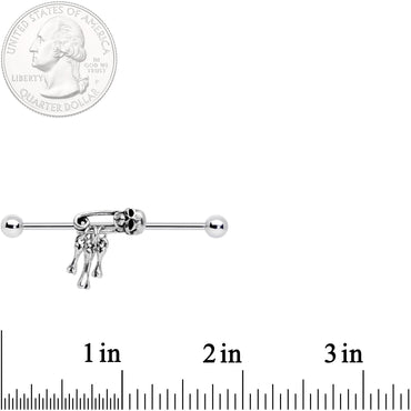 14G Skull Bones Safety Pin Halloween Industrial Barbell 38mm
