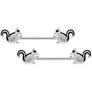 14G Clear Gem Squirrel BCR Barbell Nipple Ring Set of 4