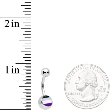 Black Grey White Purple Asexual Pride Flag Belly Ring