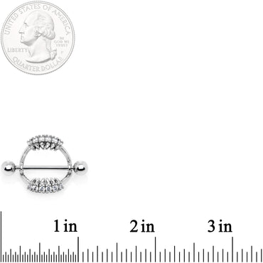 14G 9/16 Clear CZ Gem Scary Fang Halloween Nipple Shield Set