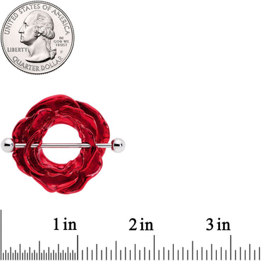 14G 33mm Red Blooming Blossom Flower Nipple Shield Set